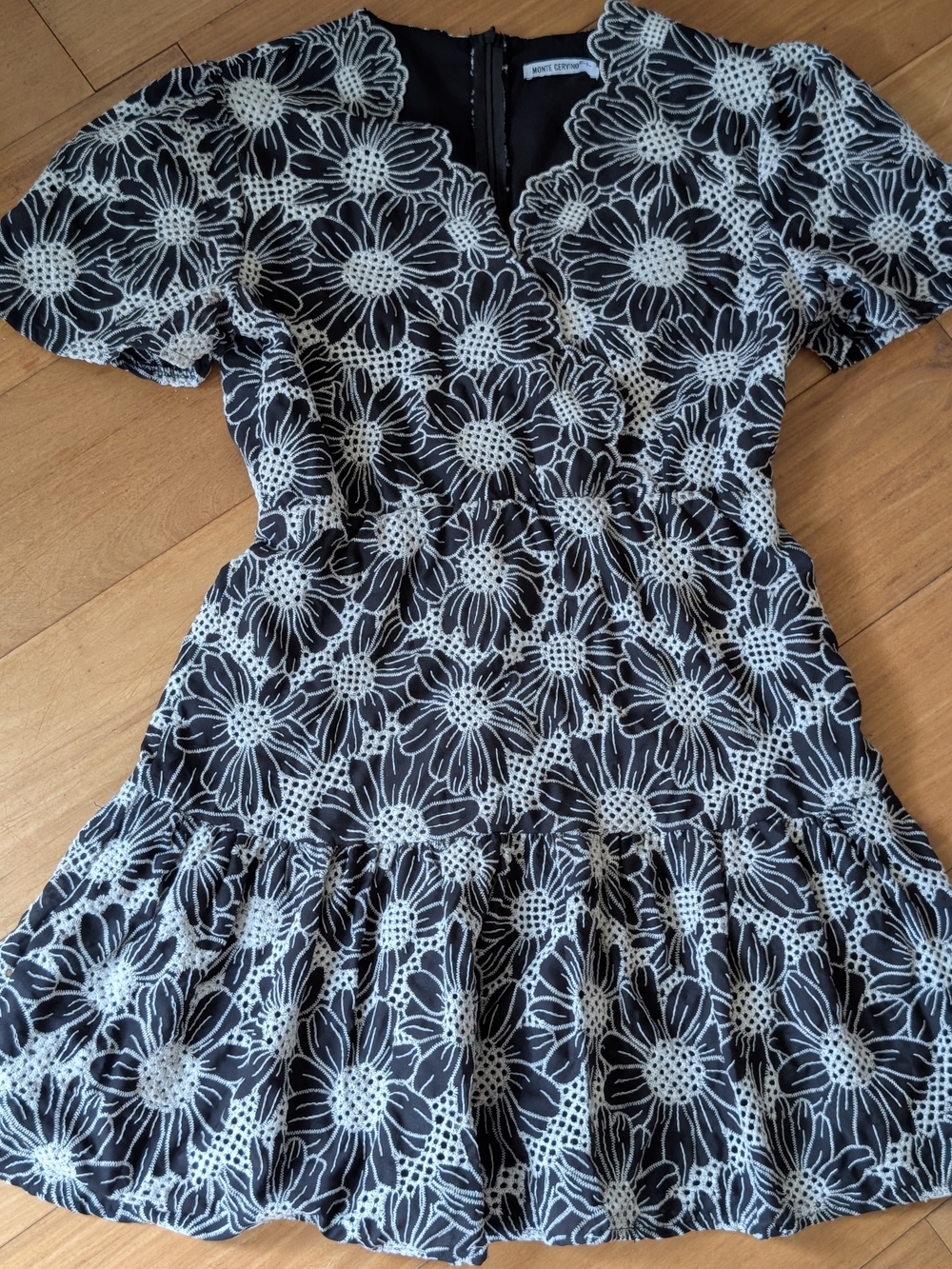 Floral Lace Black & White Mini Dress